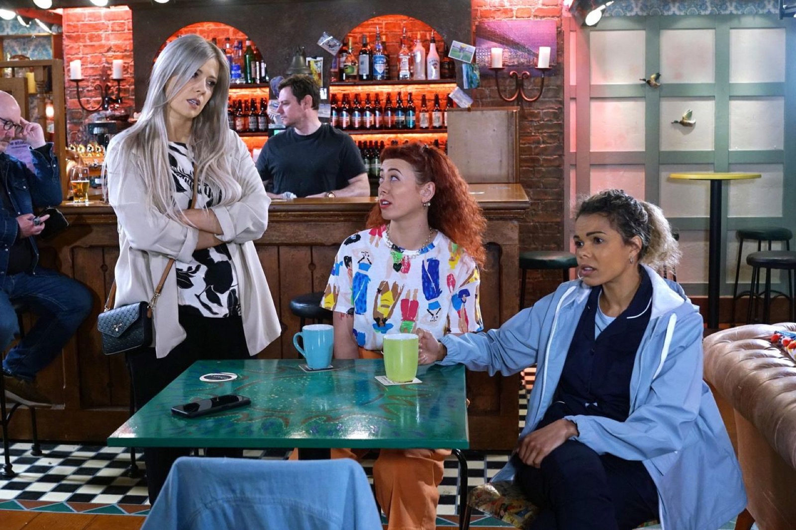 Emily Lamey on the Fair City set with other cast members.
